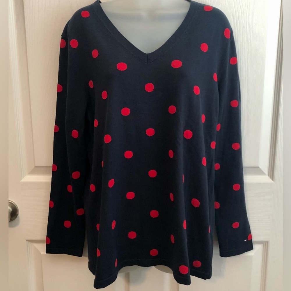 TOMMY HILFIGER SWEATER POLKA DOTS COTTON KNIT NWT XL